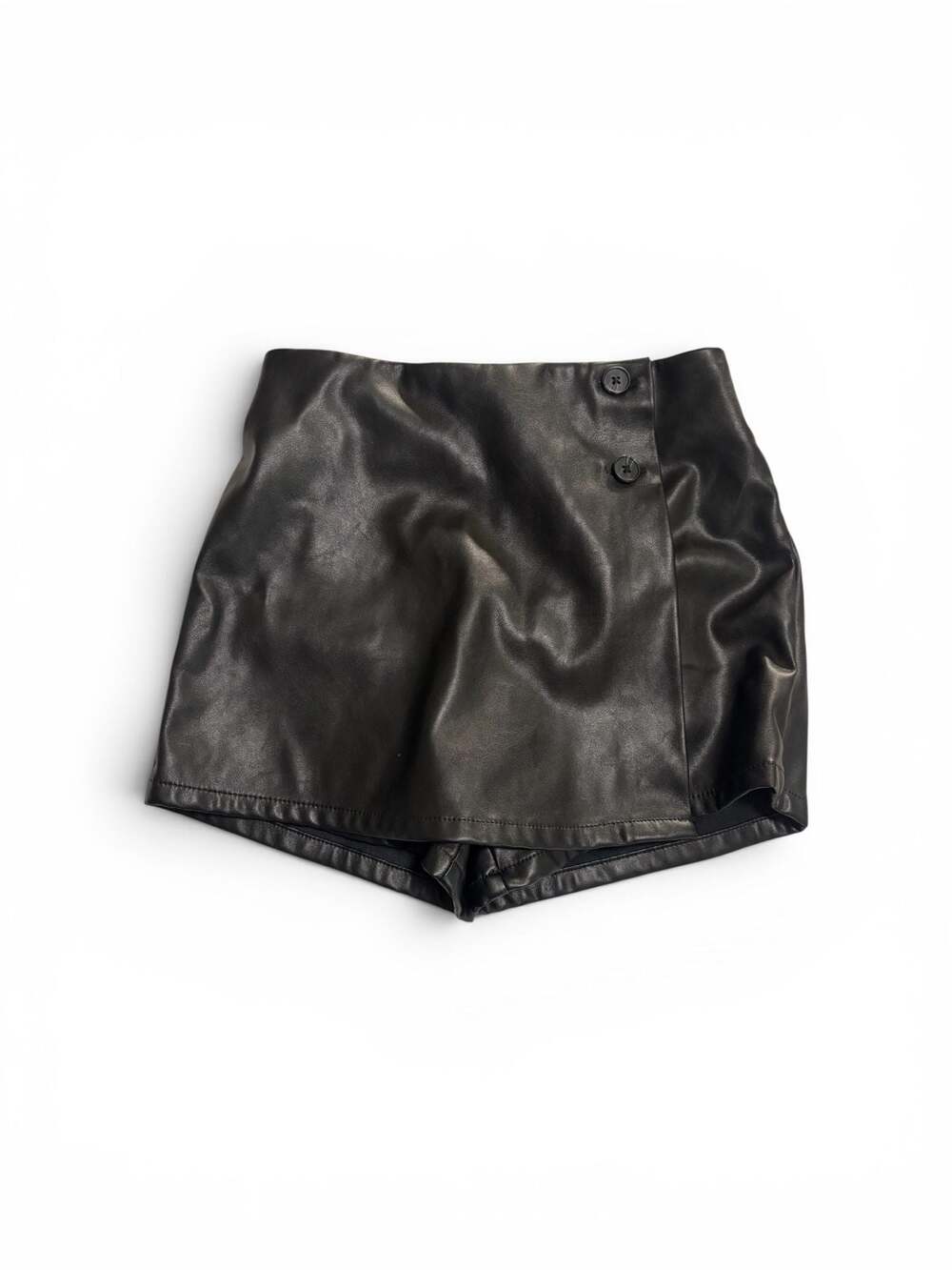 Old Navy Faux Leather Skort Black Size L 10-12